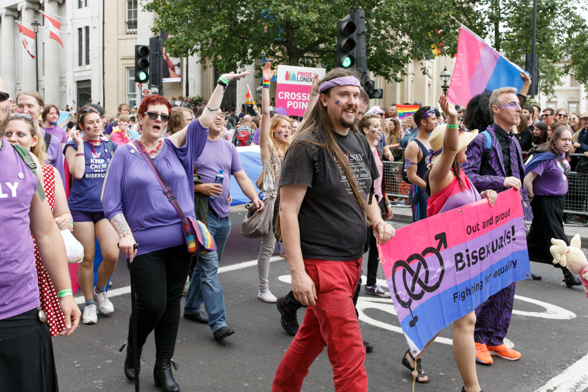 Bisexual people in the parade at Pride in London 2016