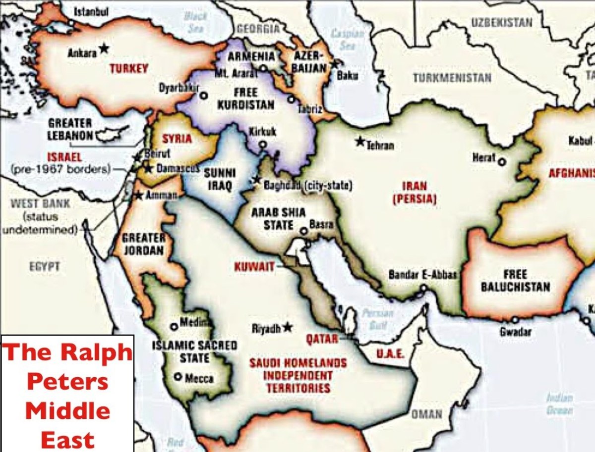 Map of "New Middle East" proposed by Lieutenant-Colonel Ralph Peters, U.S. National War Academy, published in the Armed Forces Journal in June 2006.
