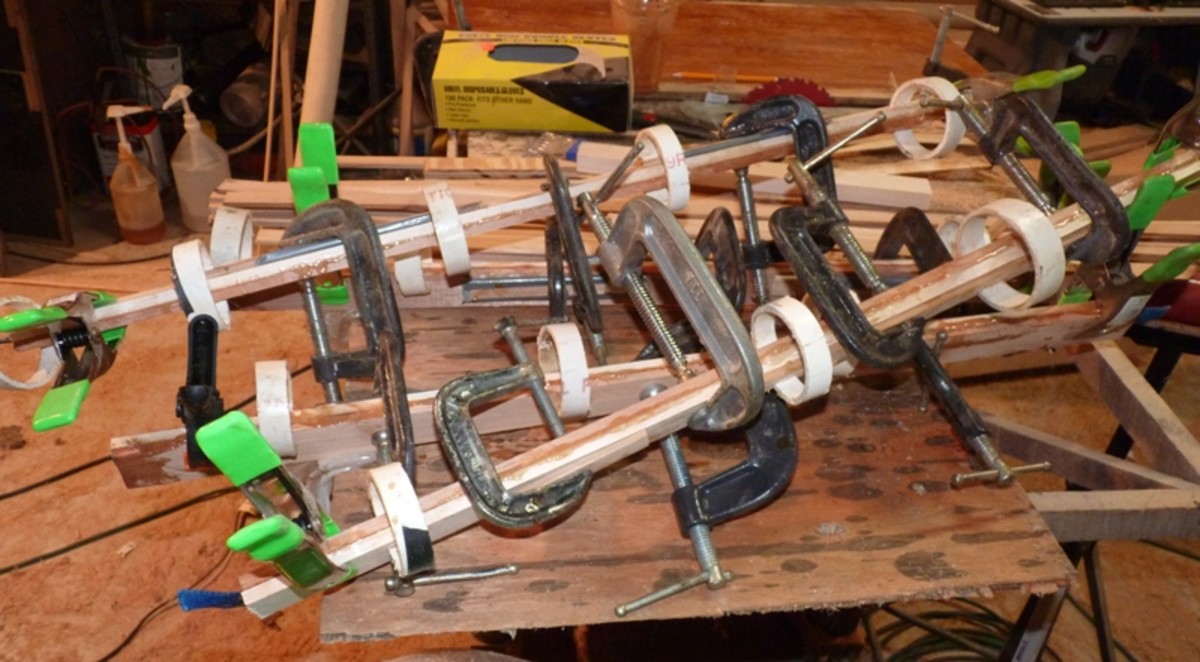Seat frames glued and clamped 