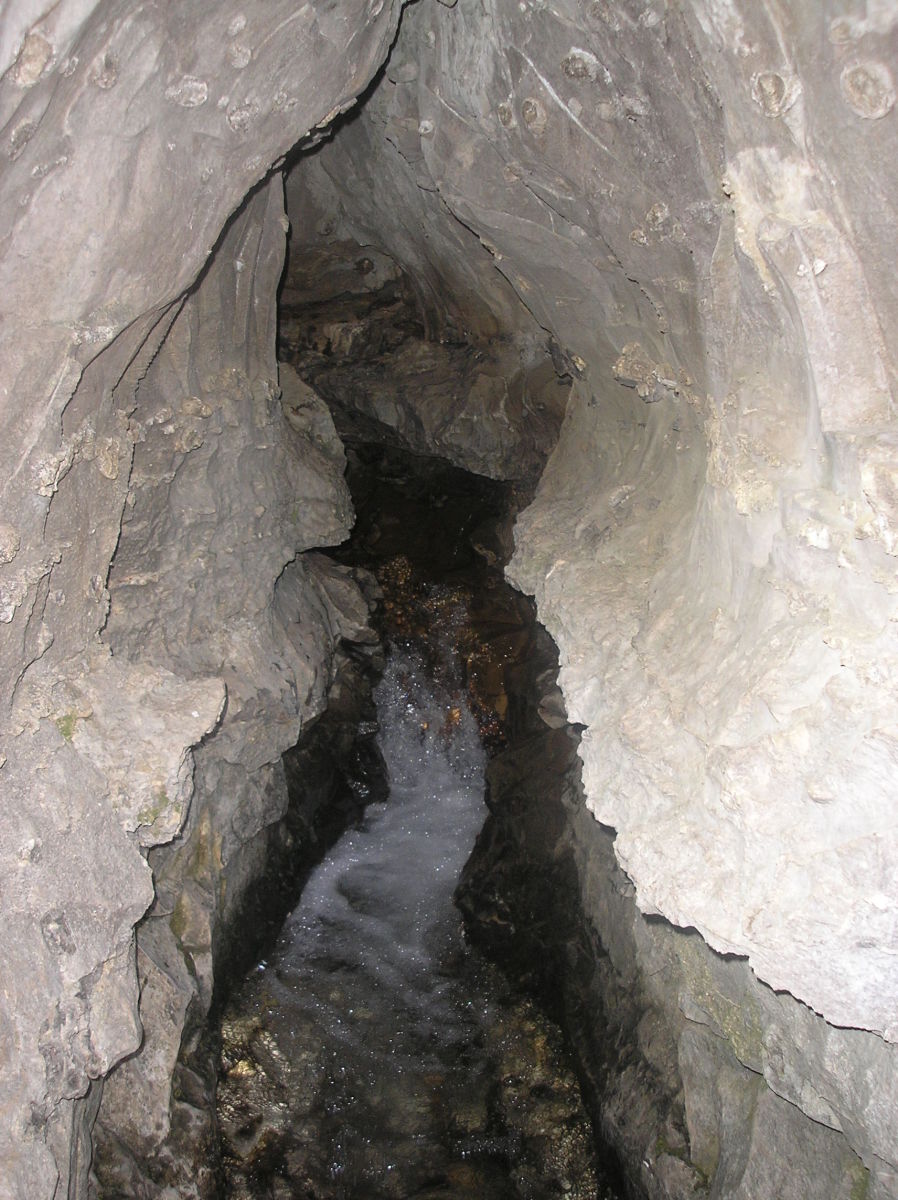 Peering into the mouth of a small cave at Walls of Jericho
