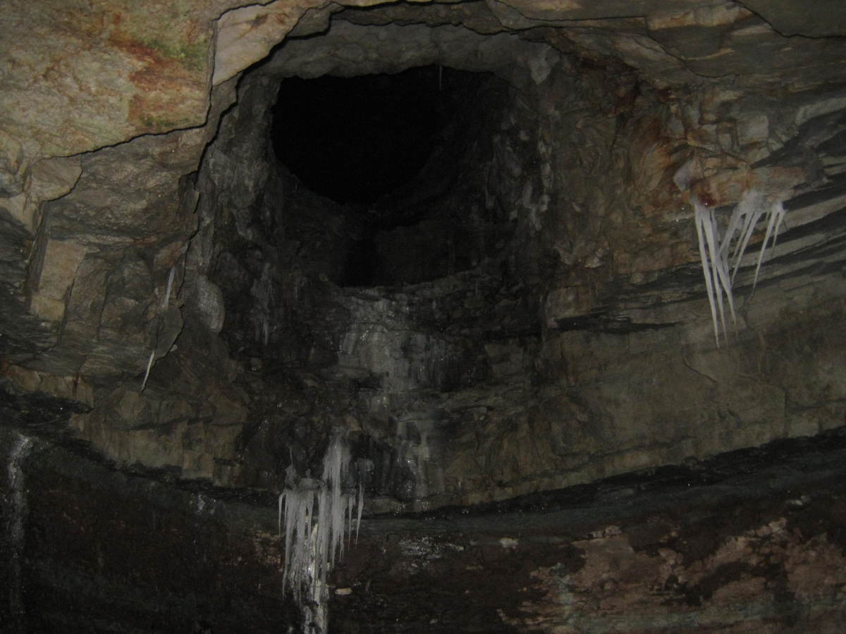 The interior of the cave drainage