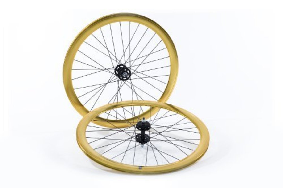 Velocity Deep V White Rims Track Bike Fixed Gear Single Speed Bicycle Wheelset