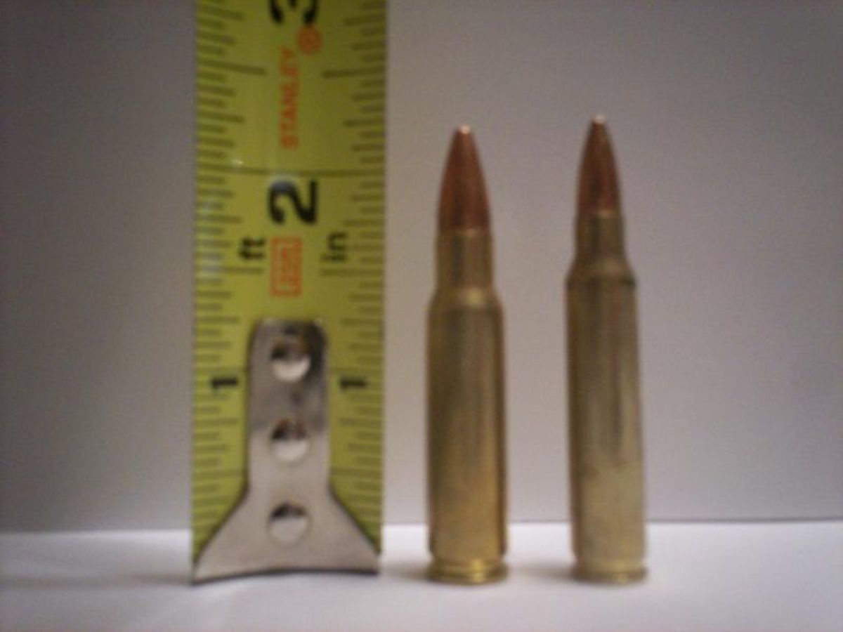 6.8 SPC (L) compared to .223 Remington (R)