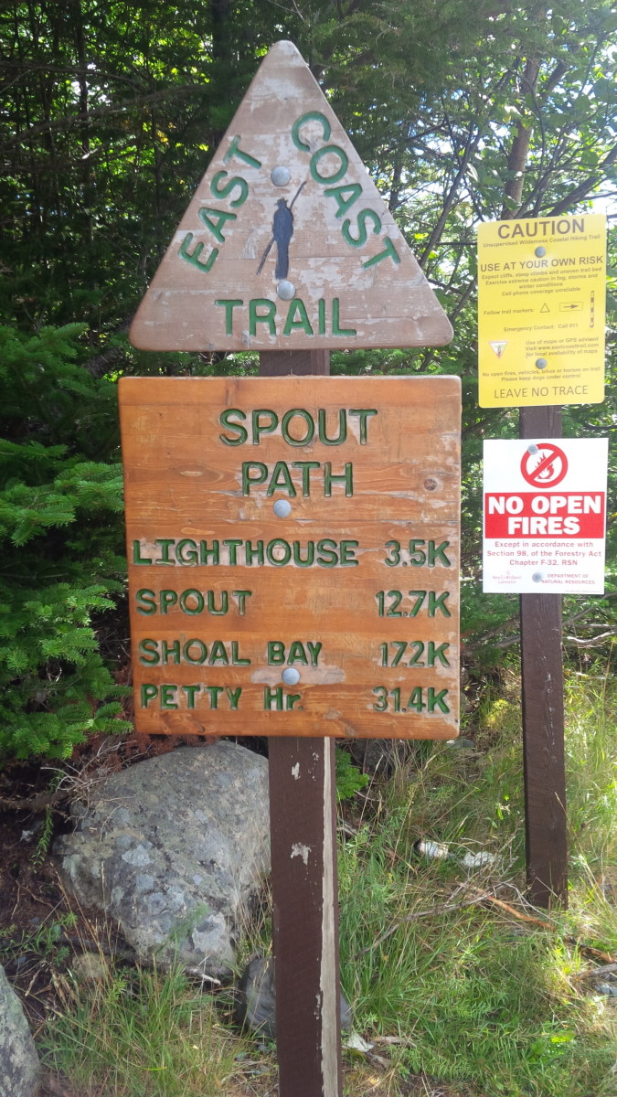Trail Marker at Bay Bulls trailhead, the Spout Path.