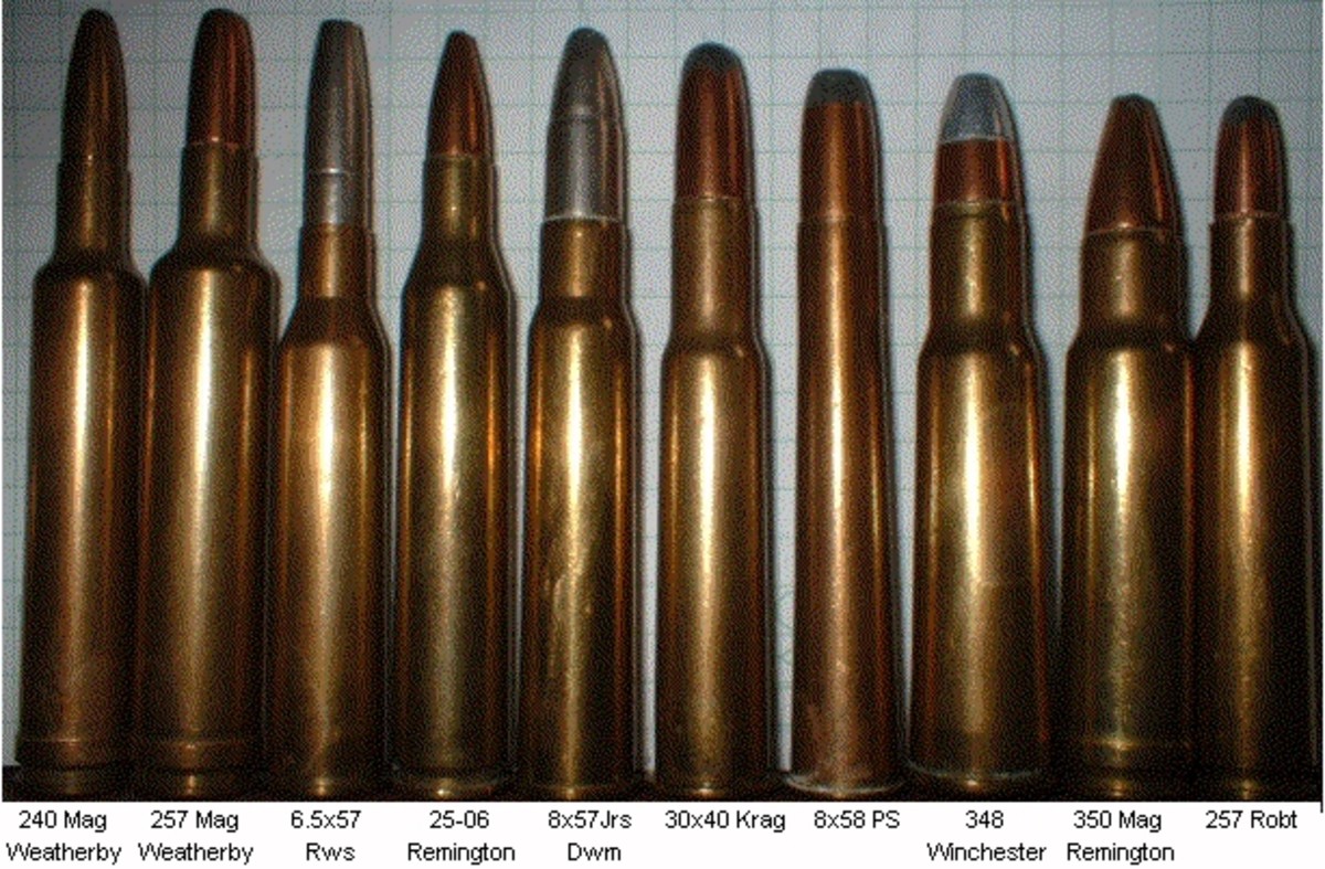 .240 Weatherby and .257 Weatherby Magnums (far left, second from left)