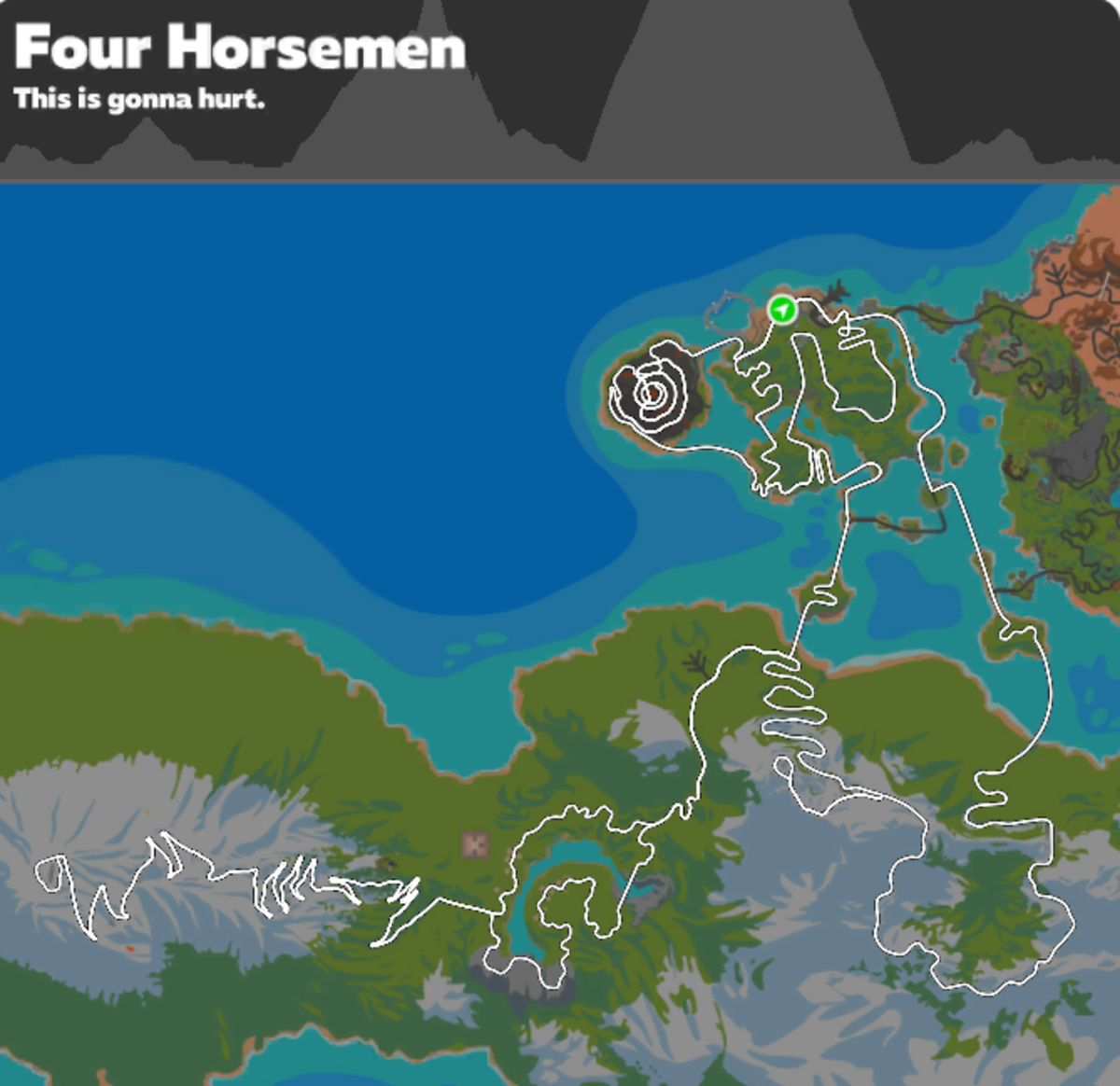 The Four Horsemen takes in the original Watopia Islands and Volcano with extension up the Alpe du Zwift
