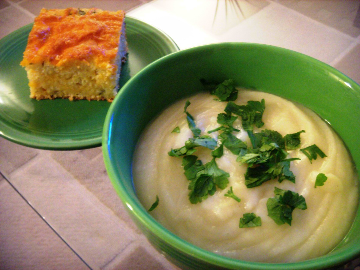 Parsley Root Soup and Cheddar Cornbread