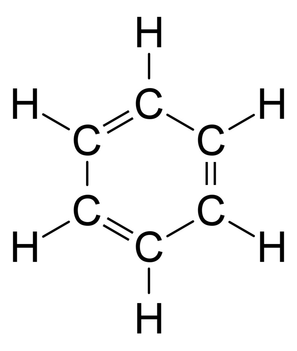 A diagram showing the structure of a benzene molecule