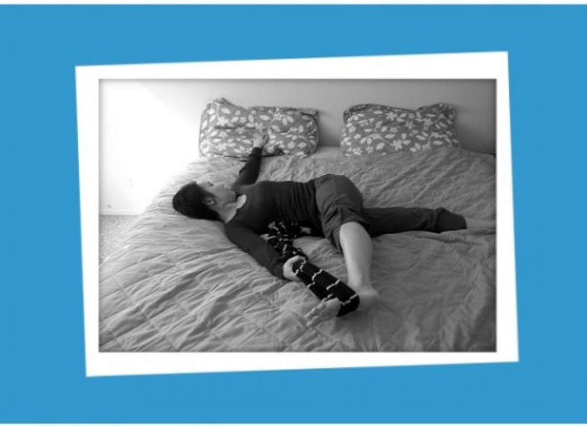Yoga in bed leg stretch