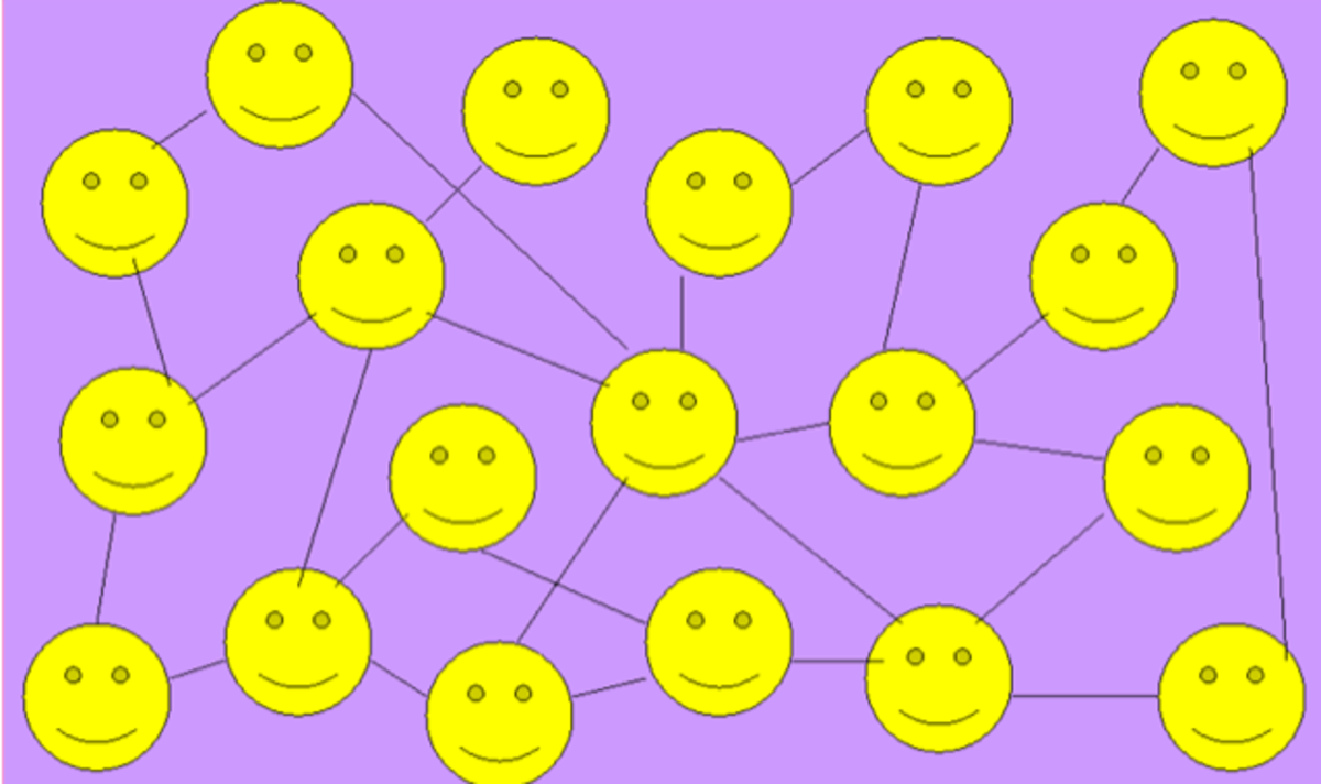 People find different ways to connect the happy faces.