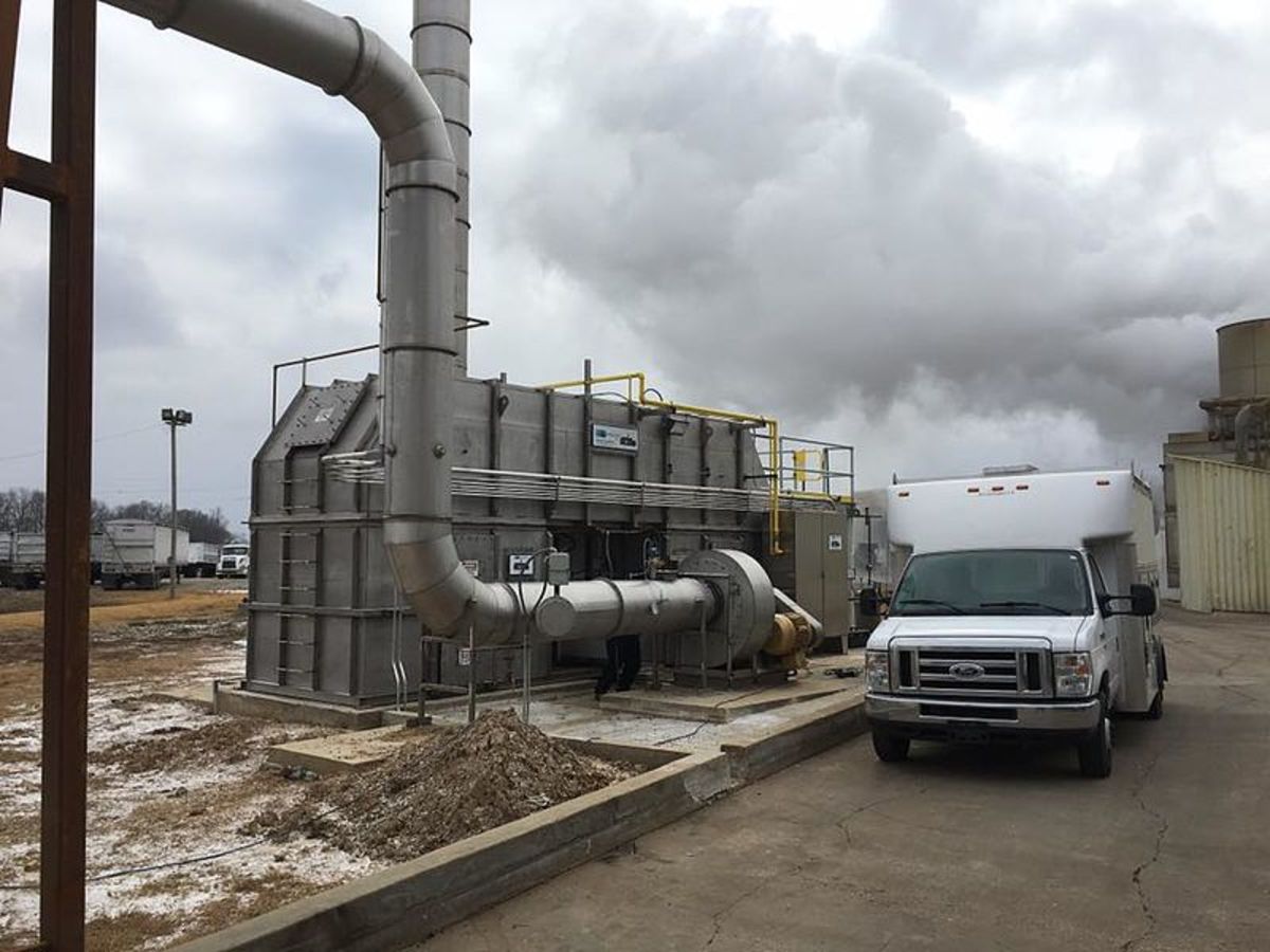 Thermal oxidizers are used by chemical plants to destroy hazardous air pollutants and VOCs in their waste stream. The oxidizer burns up waste gases with temperatures over 1,000 degrees F, before releasing the remainder into the atmosphere.