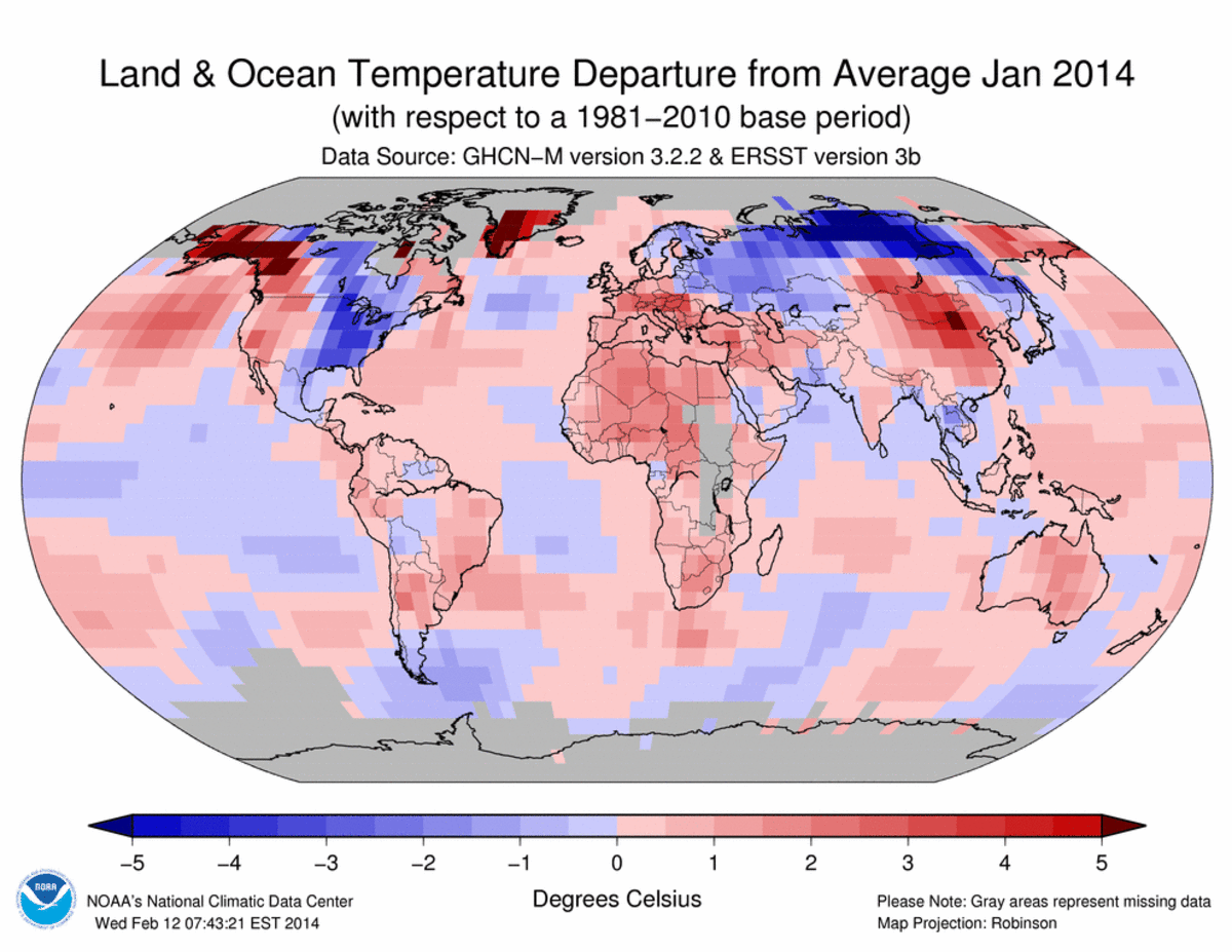 Despite some of the freezing January temperatures of 2014, it has been the hottest January world-wide on record!