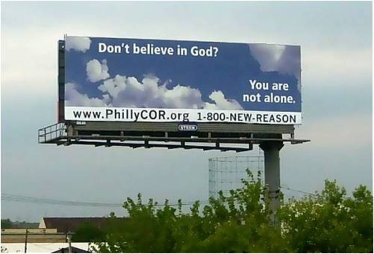 A billboard tells people who do not believe in God that they are not alone.