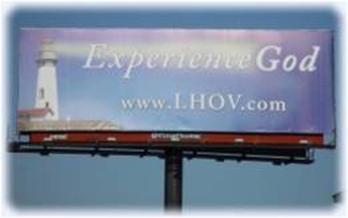 A billboard erected by a church invites people to "experience God."