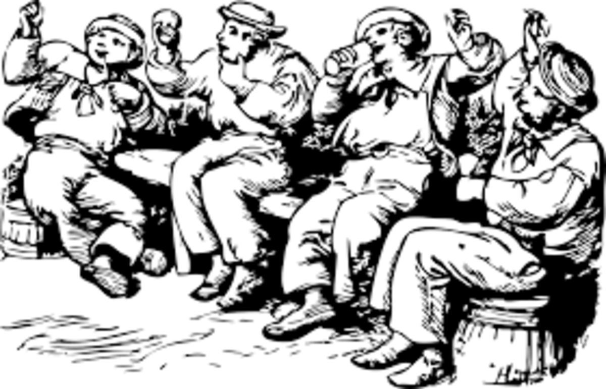 An illustration of people drinking alcohol.