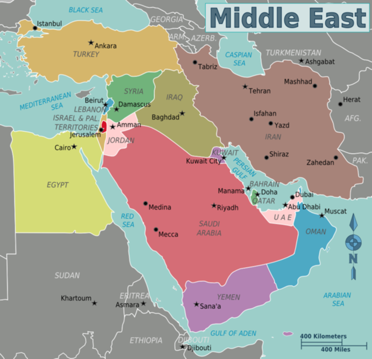 The map of Middle East