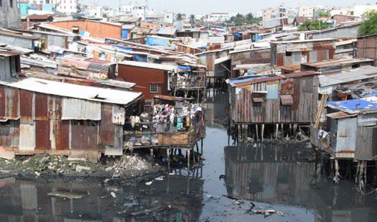 Slum houses in Ho Chi Minh City, Vietnam