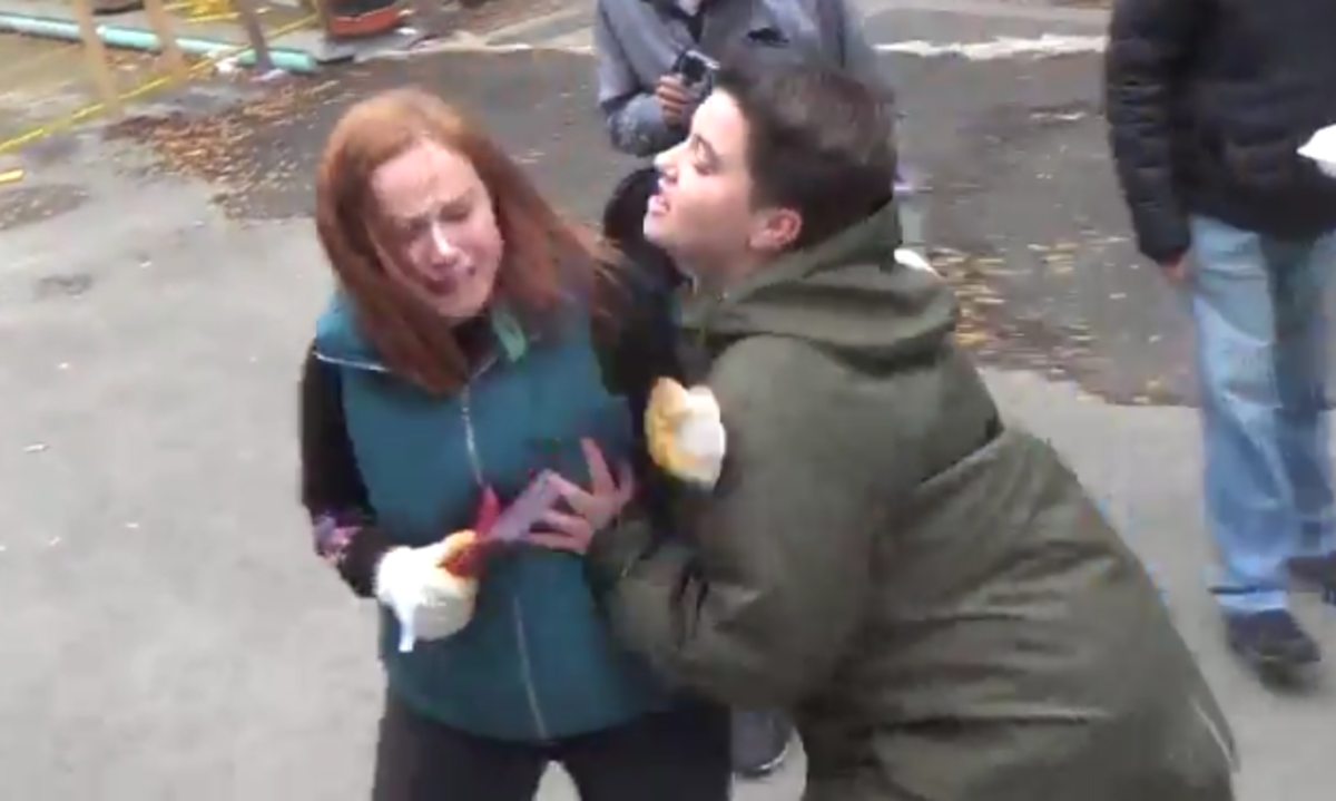 Gabriela Skwarko captured on video film in the act of harassing a Pro-Lifer.