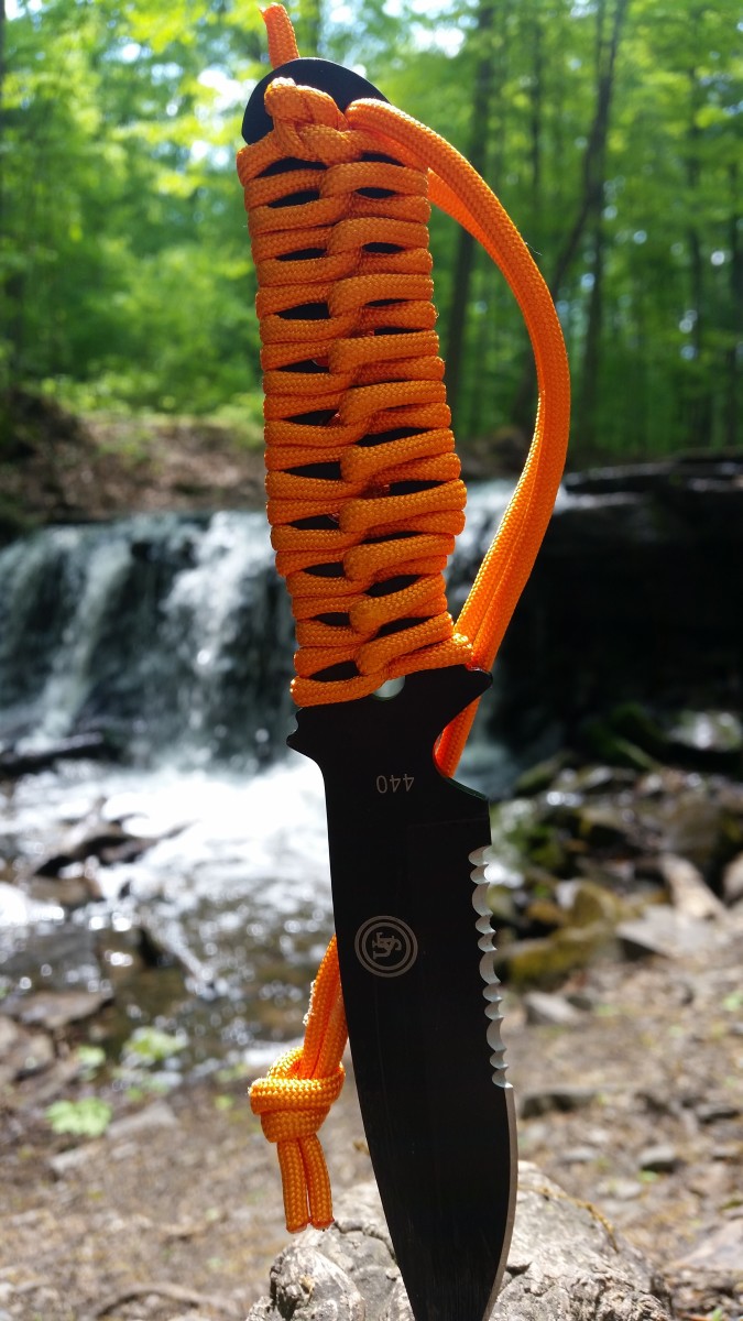 The UST ParaKnife 4.0 by a waterfall on one of our hikes.  