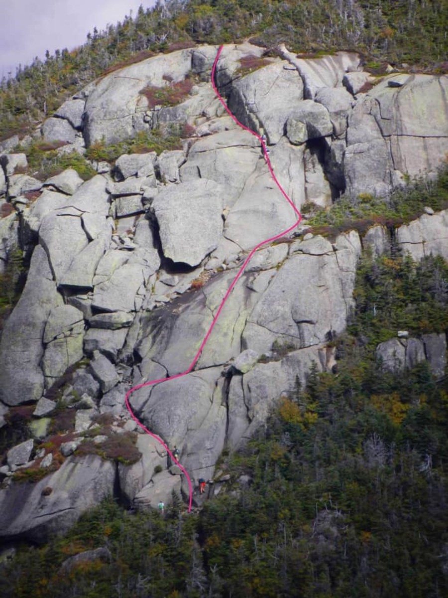 The route up the cliffs