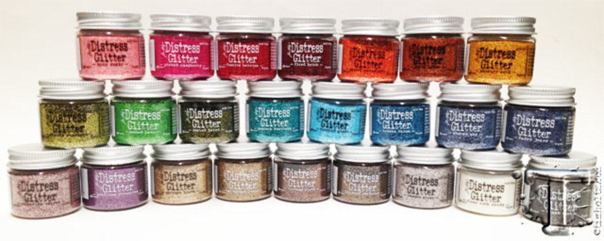 These distress glitters come in all the delightful colors that Ranger is known for.