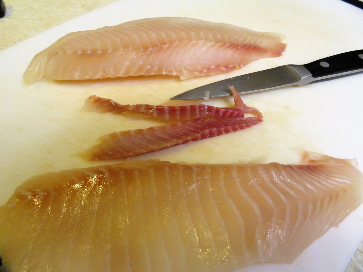 Bloodline removed from the fish fillet