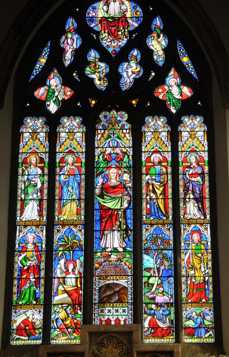 The beautiful Stain Glass Windows in Swaffham Church, Norfolk, UK