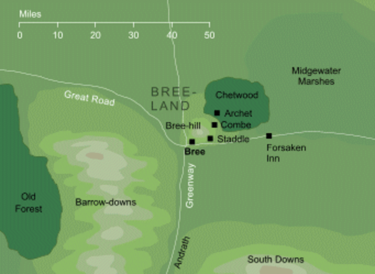 Map of Bree, the Barrow-Downs, and the Old Forest