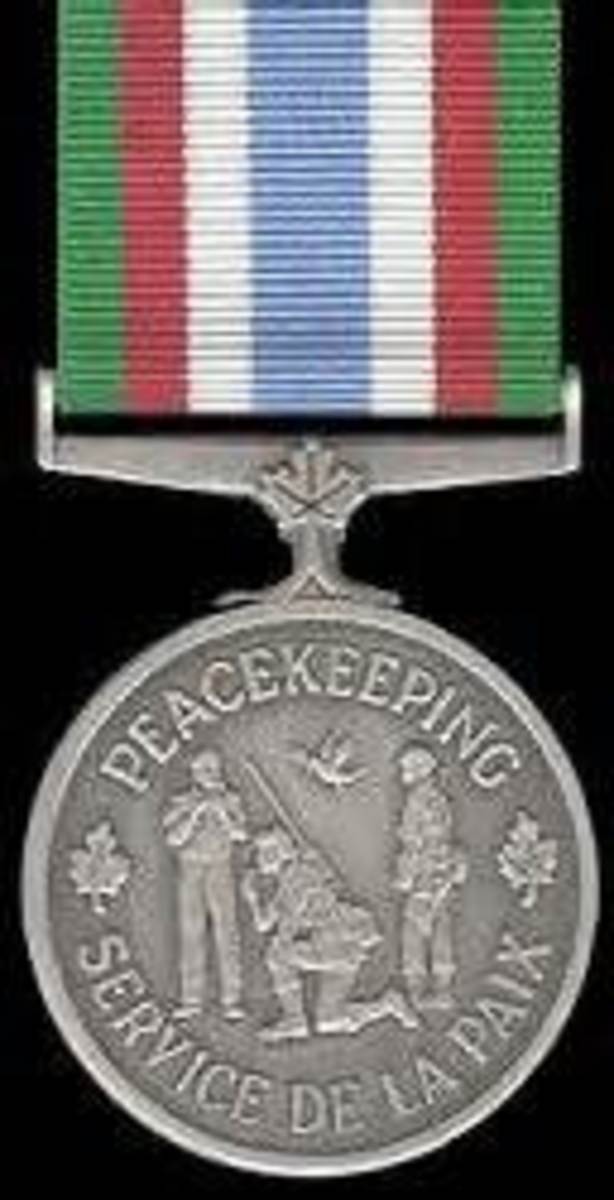 The Canadian Peacekeeper's Medal - awarded by the Government of Canada to all those who served as Peacekeepers
