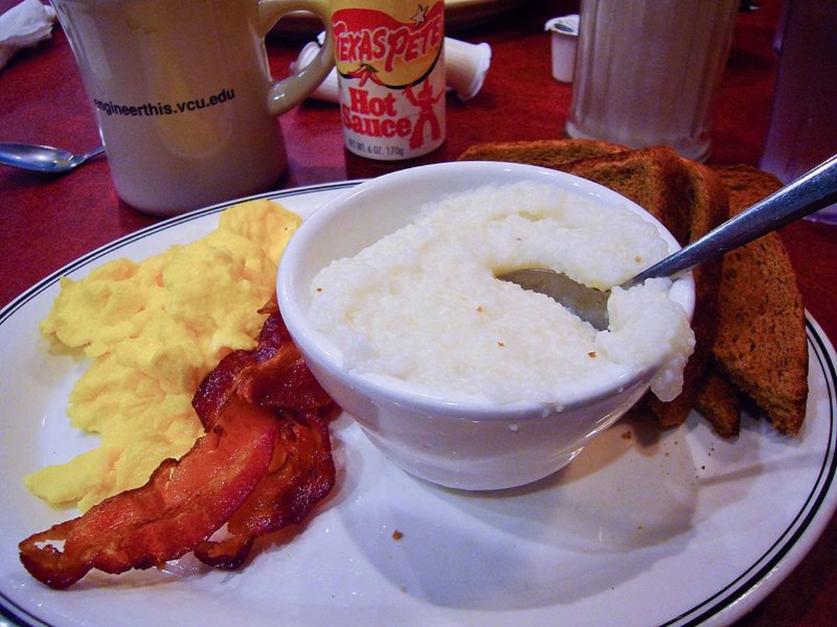  Typical southern grits bacon, a nd butter in Virginia.