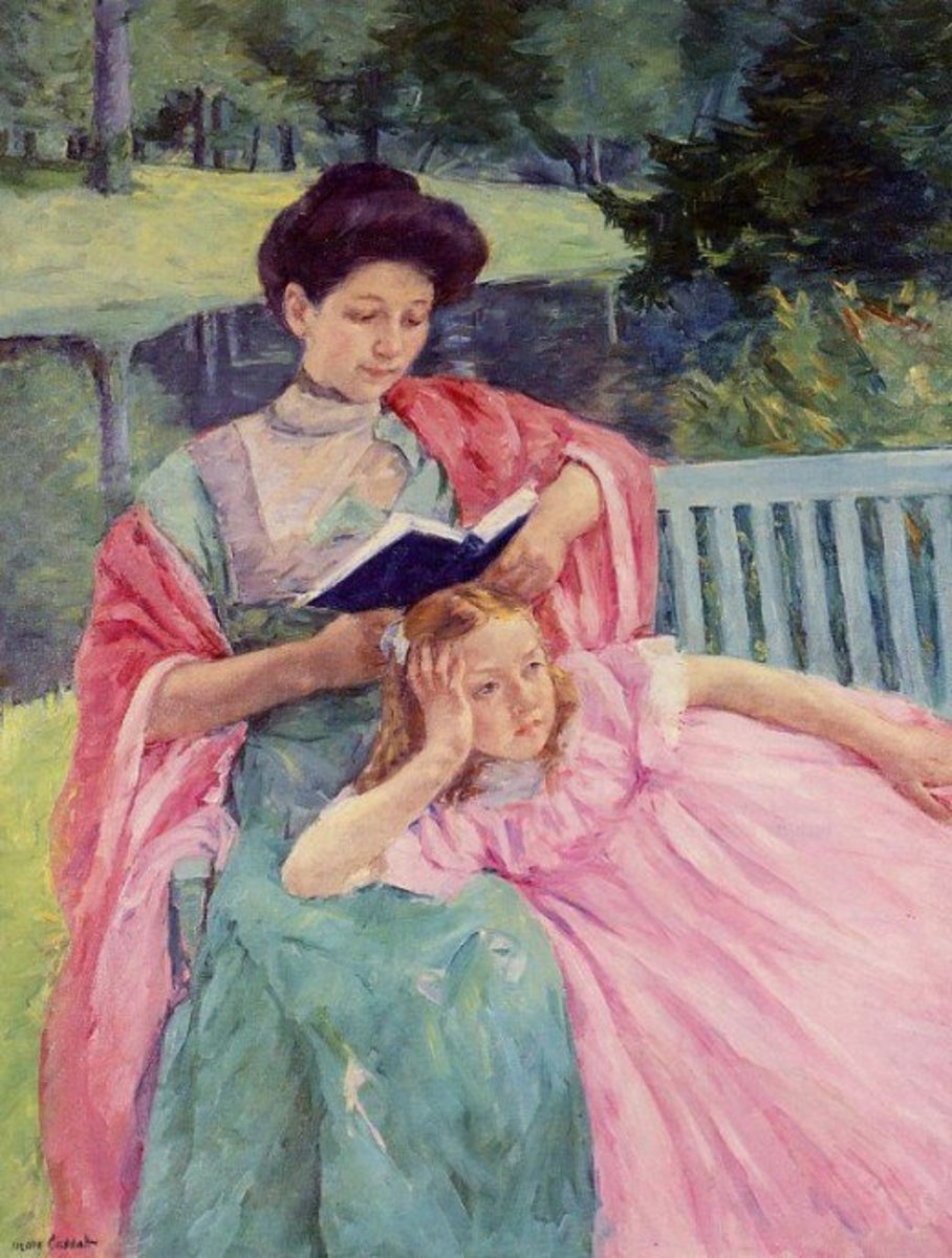 Auguste Reading to Her Daughter by Mary Cassatt