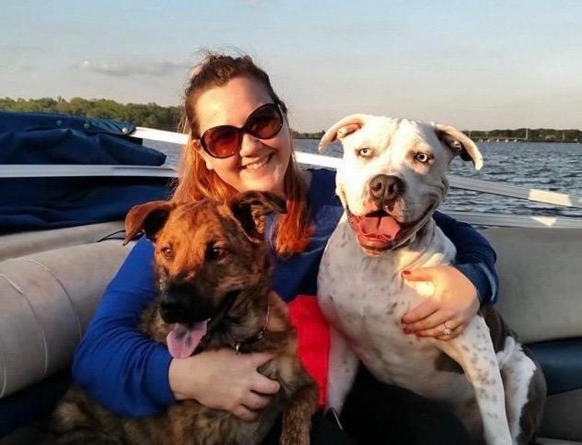 Bruiser loves the boat. He is here with his Mommy and sissy, Lily.