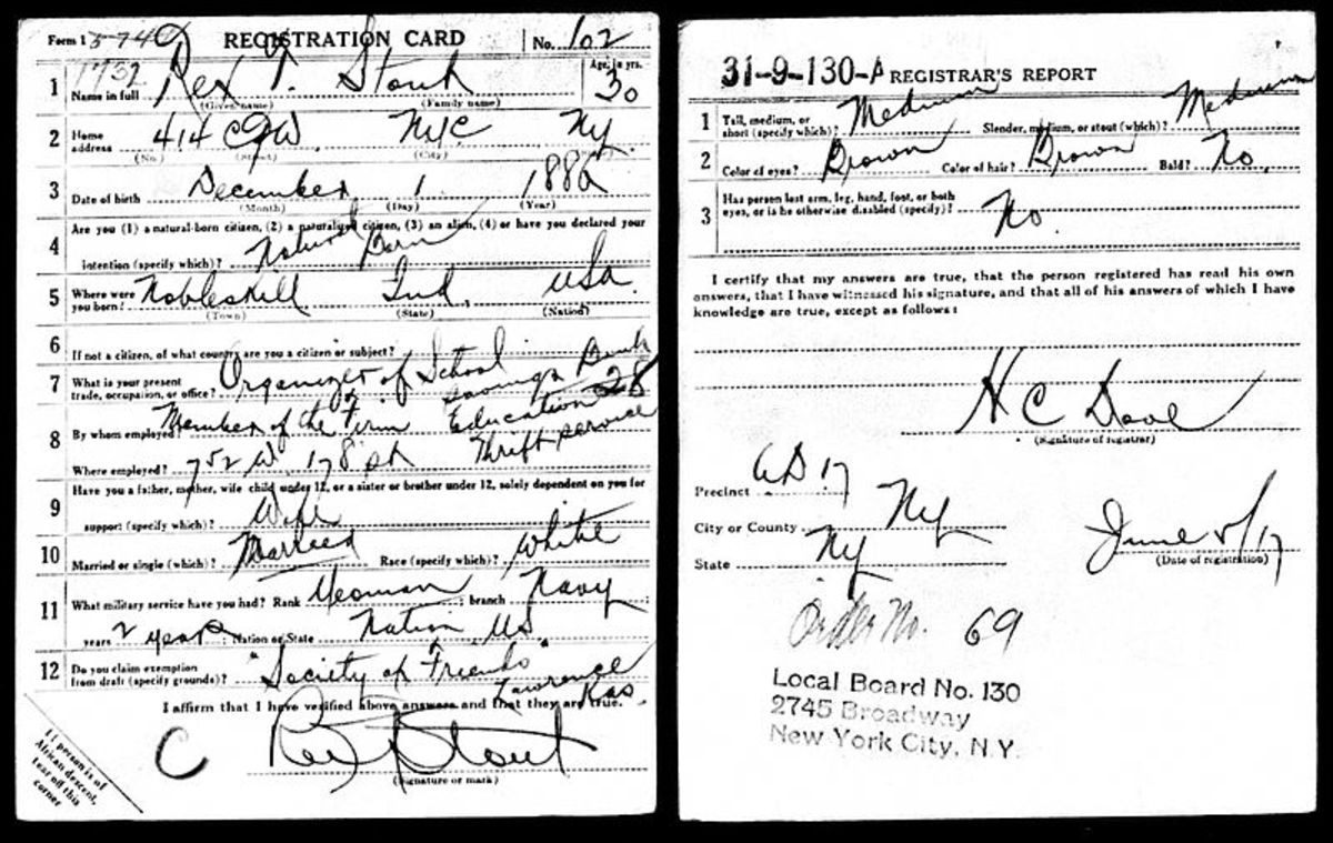 U.S., World War I Draft Registration Cards 1917-1971.