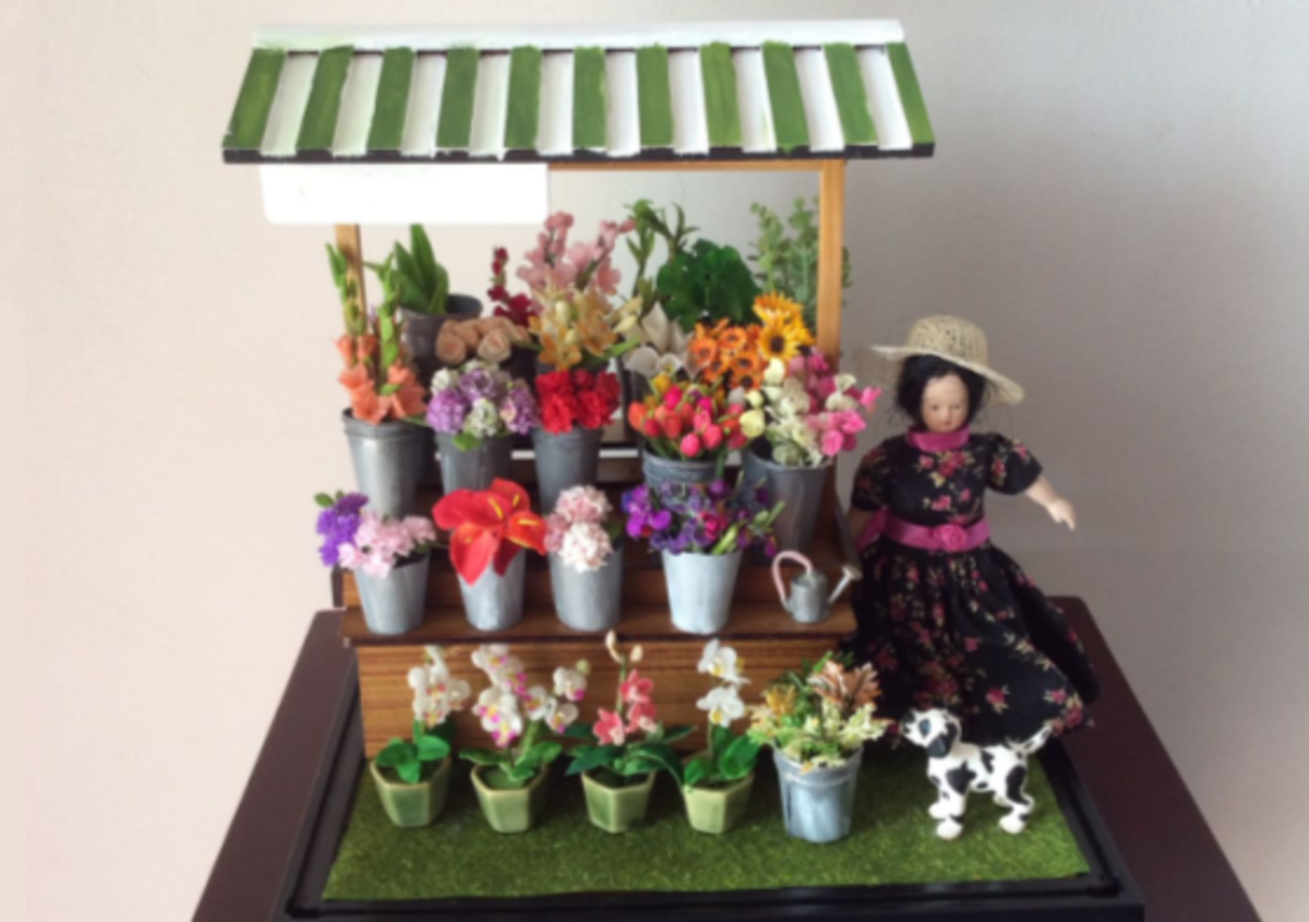 1/12th scale cold porcelain flower stall