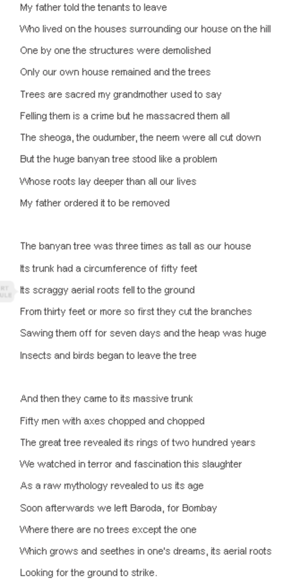 analysis-of-poem-the-felling-of-the-banyan-tree-by-dilip-chitre