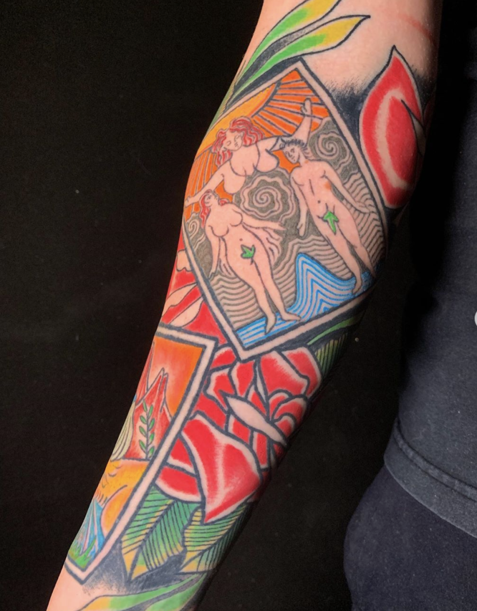 Lovers tattoo by Sarina Rae Moore-Maximillion of White Rabbit Tattoos in Killeen, TX Instagram @chingutattoos