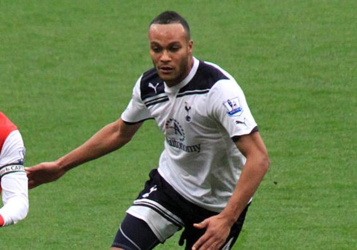 Younes Kaboul playing for Tottenham Hotspur.