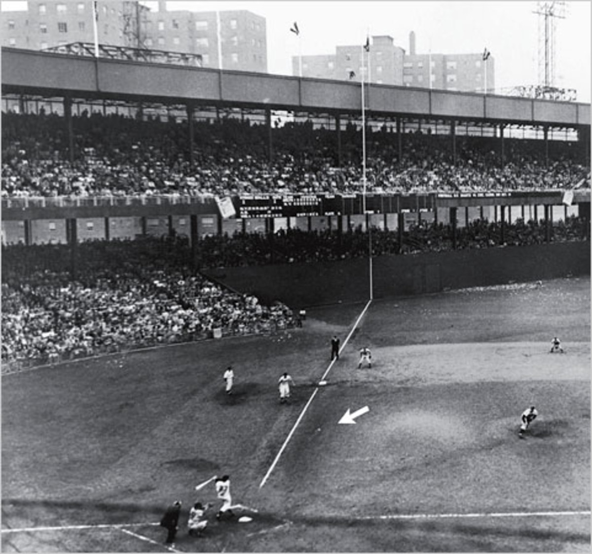 Press box angle of Thomson's famous home run off Ralph Branca.