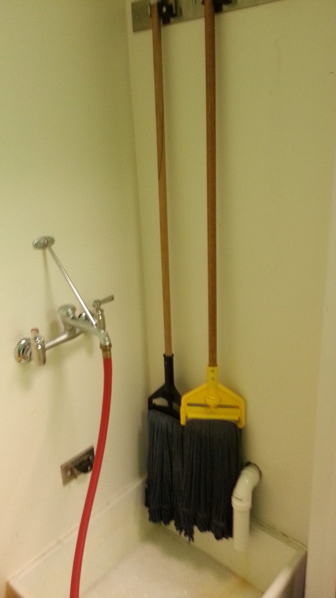 Hanging the mops helps them dry faster and reduces bacteria growth.
