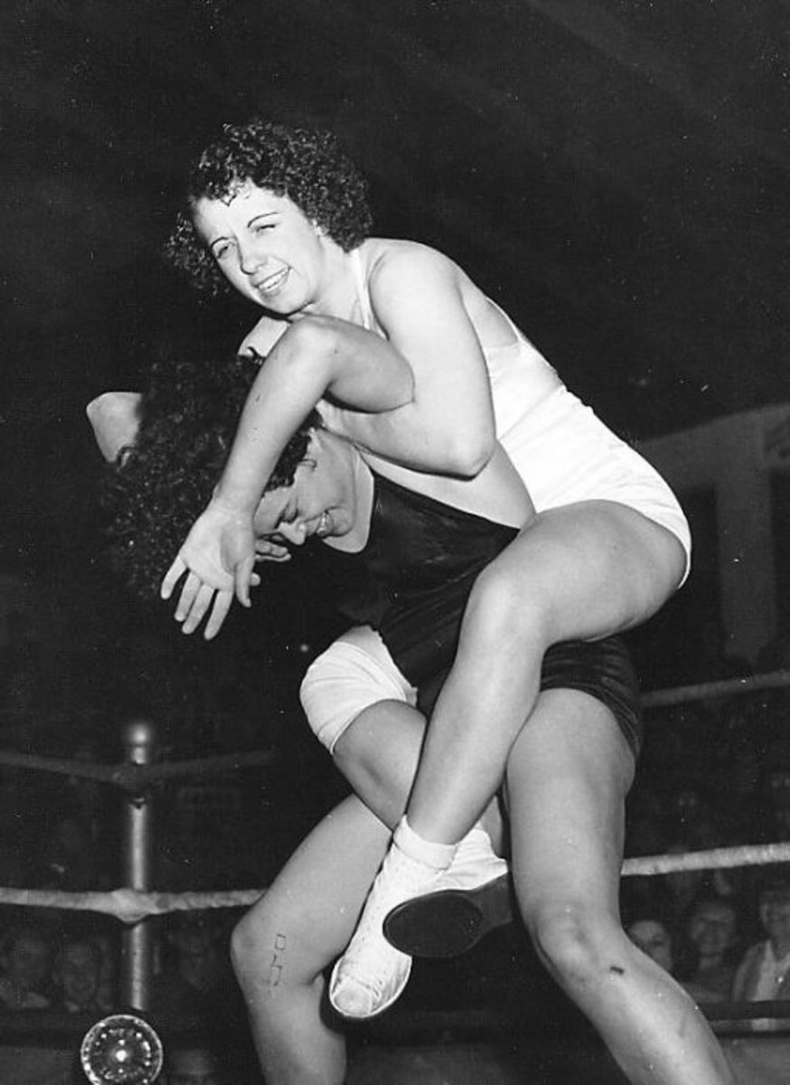 Mildred Burke during wrestling match
