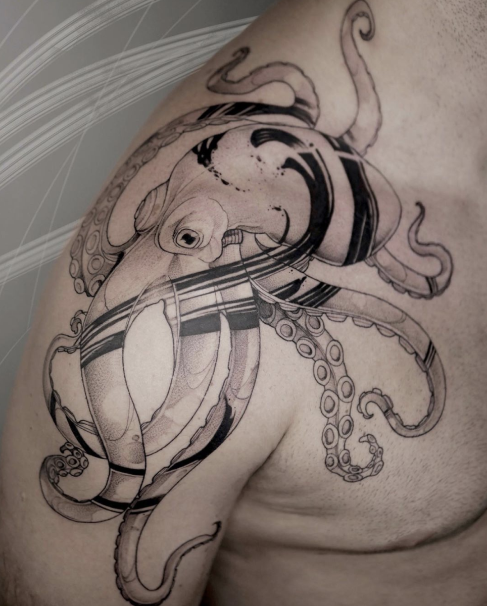 Octopus tattoo by @taras_shtanko in Kyiv, Ukraine
