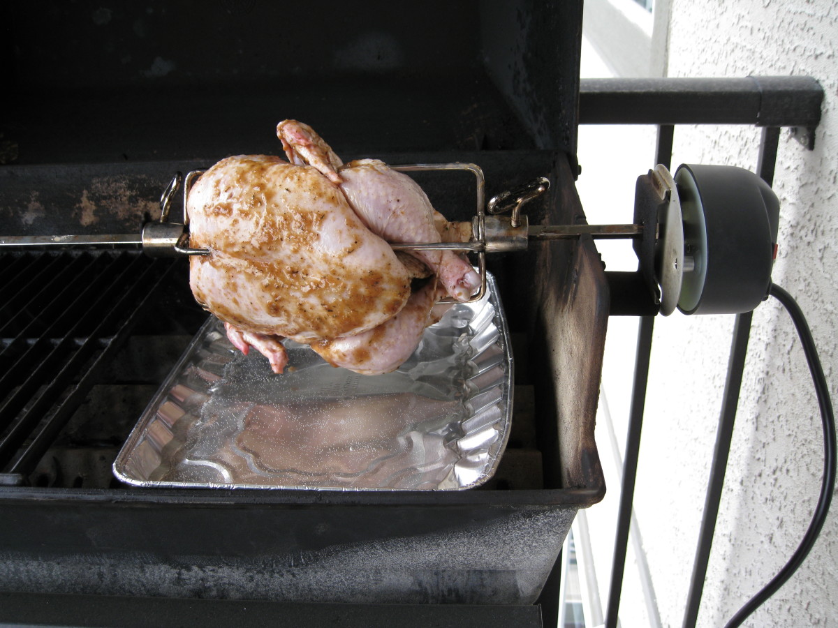 Switch on rotisserie and chicken will start to turn