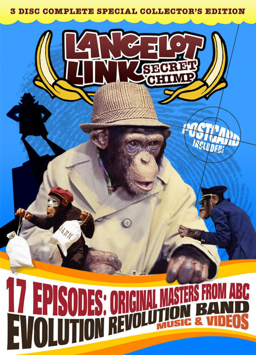 DVD cover of Lancelot Link, Secret Chimp (1970), a one-season television show featuring a cast of chimpanzees