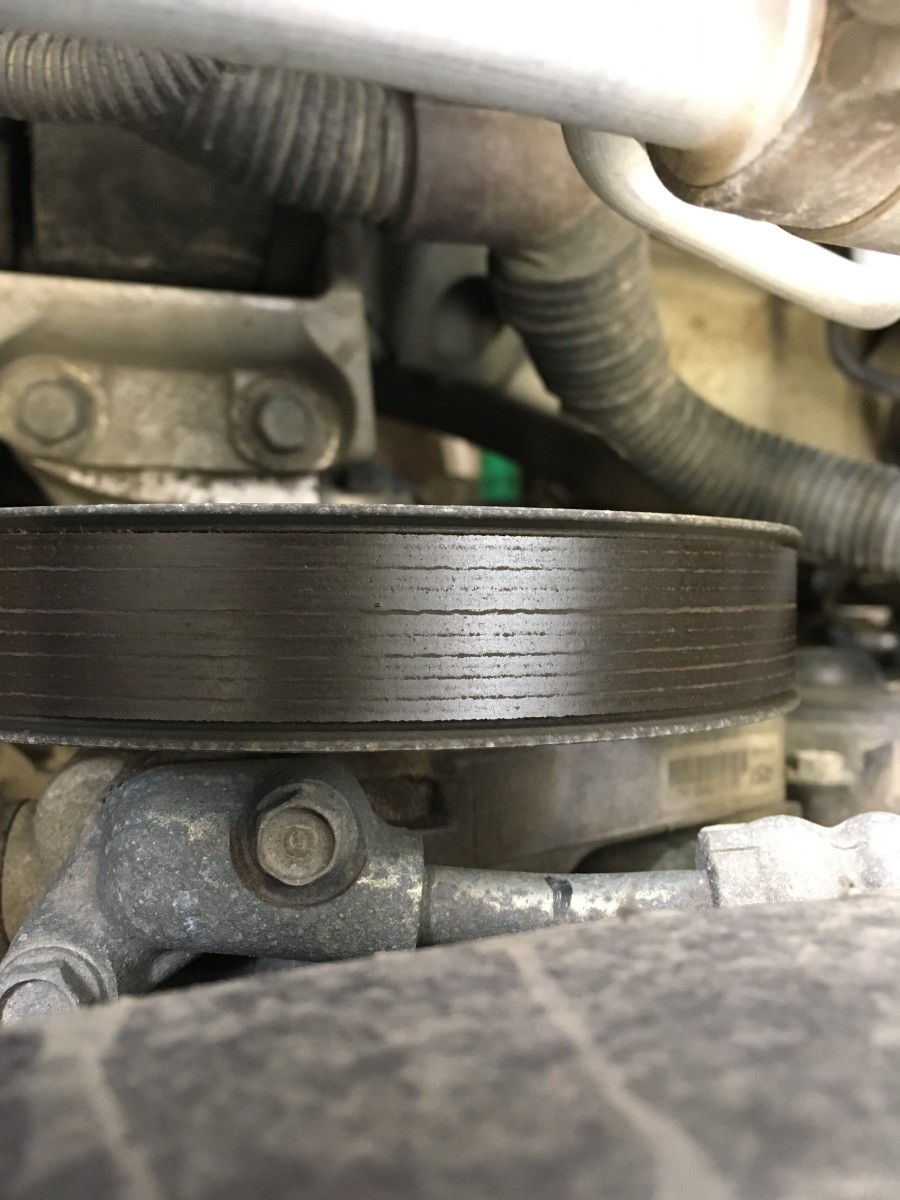 This serpentine belt is dried and cracked on the backside of the belt and was making a loud squealing noise.