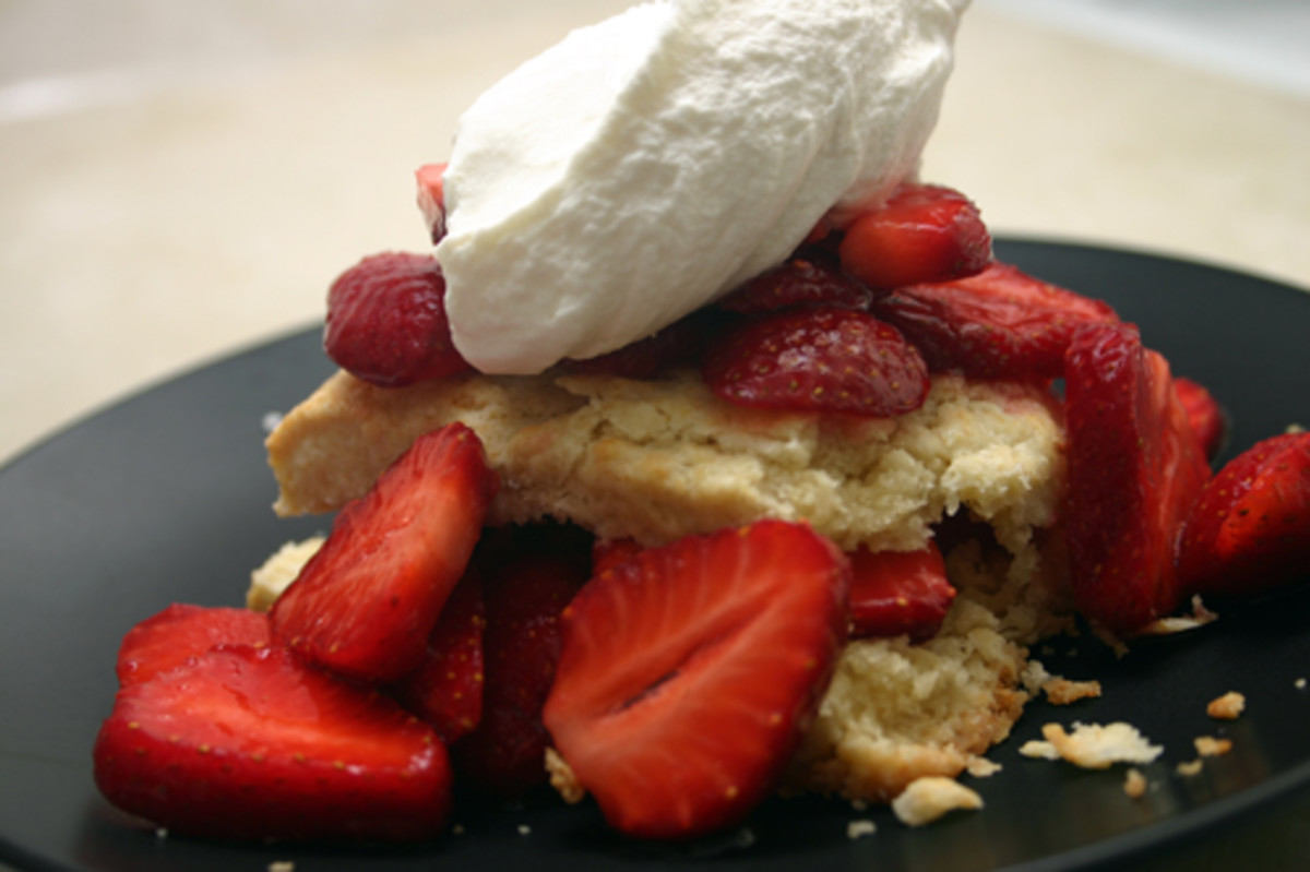 strawberry shortcake with bourbon whipped cream