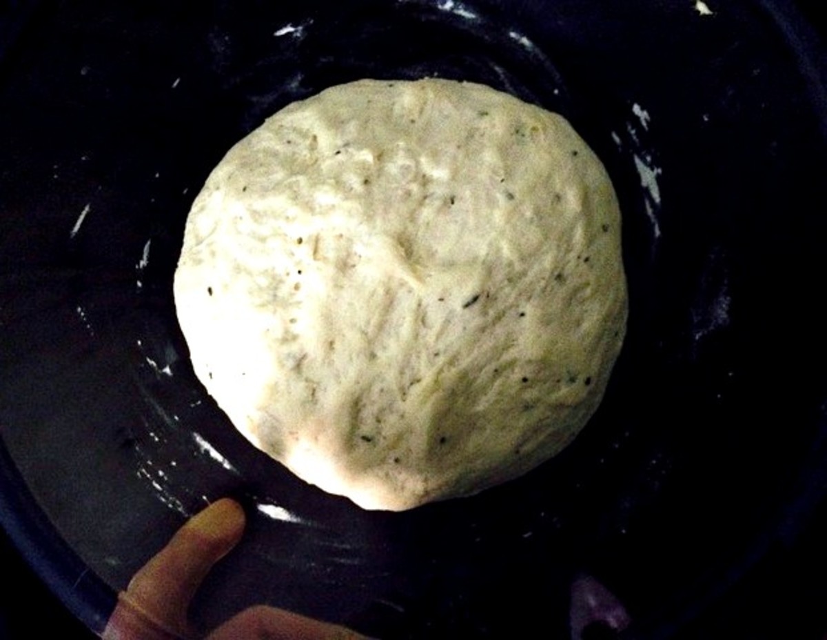 Italian herbs added to dough for a flavored crust.