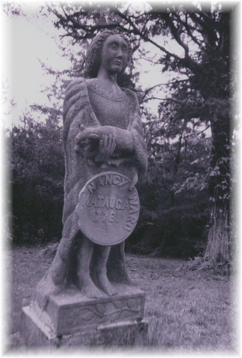 Statue of Nancy Ward placed on a white woman's grave in Arnwine Cemetery near Liberty Hill, TN