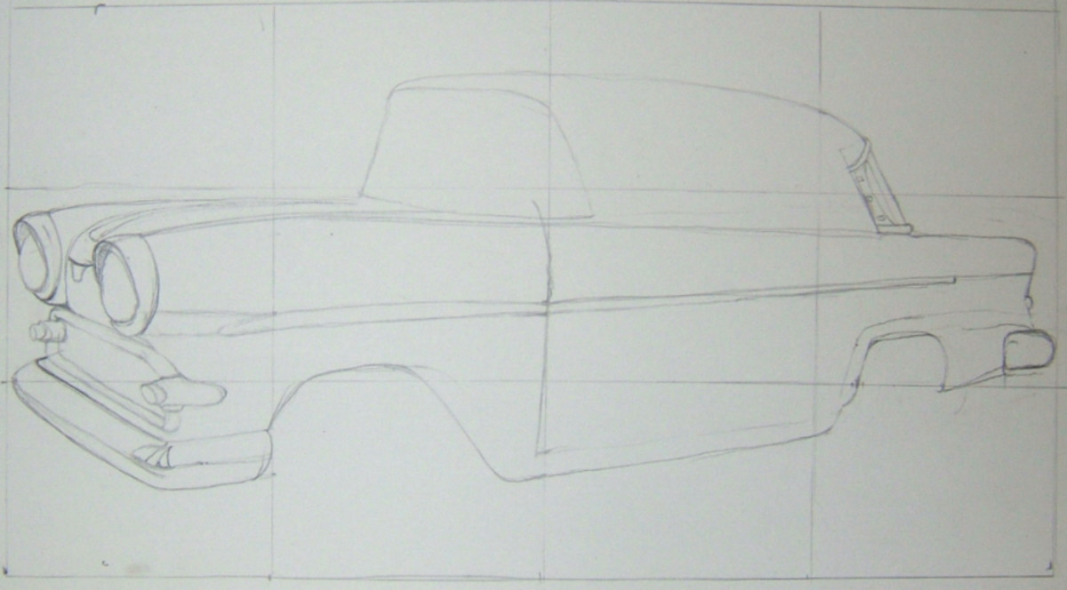 The car is now begging to take shape with more of the outline in place.