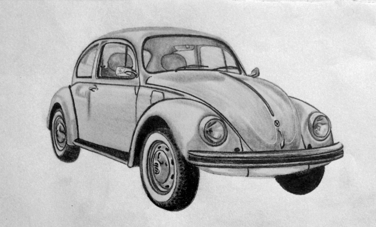 The Classic VW Beetle drawn with Graphite pencil 3B, 5B.