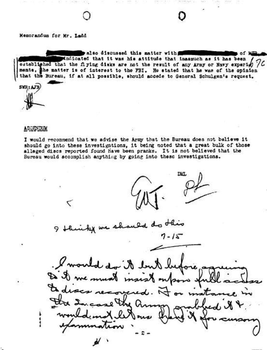 J.E. Hoover memo to Mr. Ladd
